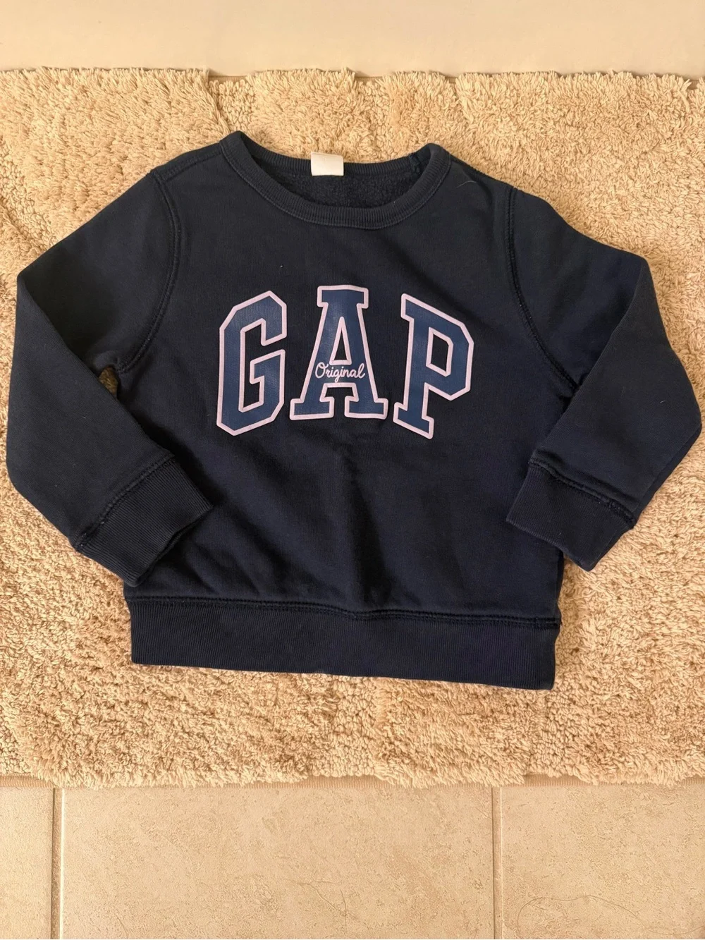 GAP Kids Navy Logo Sweatshirt - Navy with Pink Trim- size 3 years